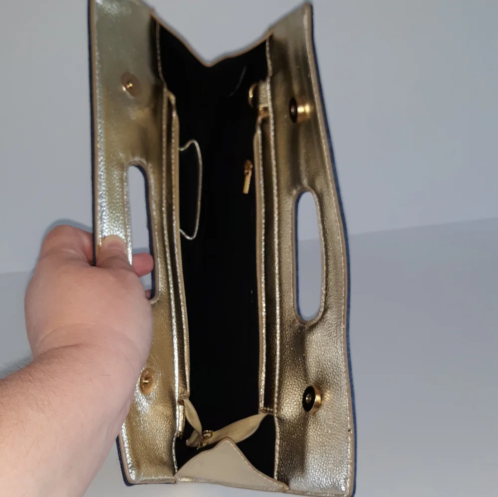 Rhinestone Bling Denim Clutch